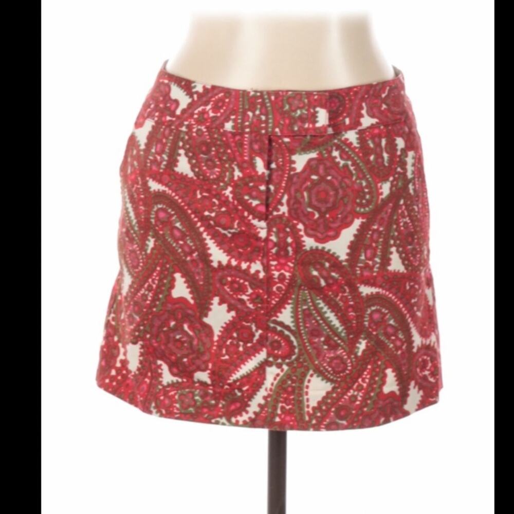 J Crew red paisley mini skirt, size‎ 6